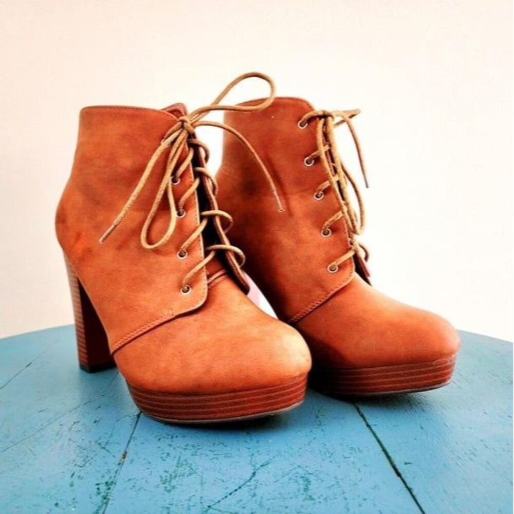 TOP MODA VALENCIA-5 BROWN HIGH HEEL ANKLE BOOTIES SIZE: 8